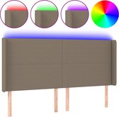 vidaXL Tête de lit LED 203 x 16 x 118/128 cm Taupe Tissu