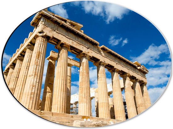 Dibond Ovaal - Tempel Parthenon - Griekenland - 40x30 cm Foto op Ovaal (Met Ophangsysteem)