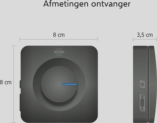 ELRO DB3000 Draadloze Deurbel Set – met Ontvanger op batterij - Bereik 300 meter - IP65 Waterdicht - 64 Melodieën - Zwart