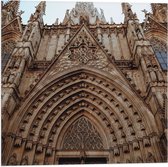 Vlag - Vooraanzicht van Kathedraal in Barcelona in Spanje - 50x50 cm Foto op Polyester Vlag