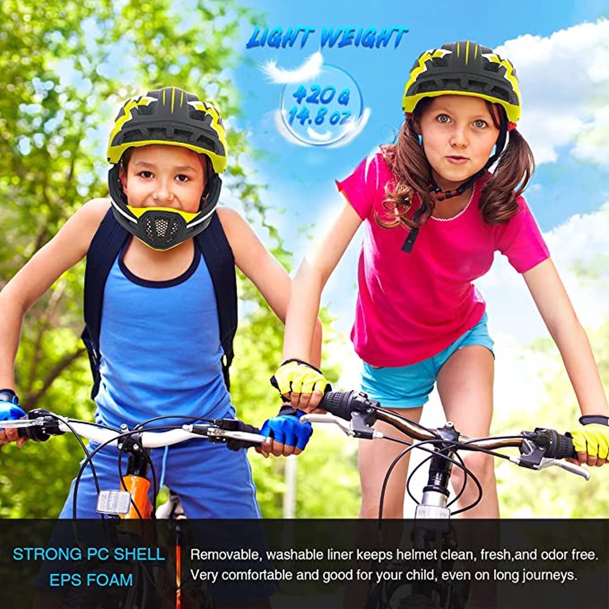 Casque intégral détachable pour enfants Casque de vélo de sécurité sportive  pour enfants