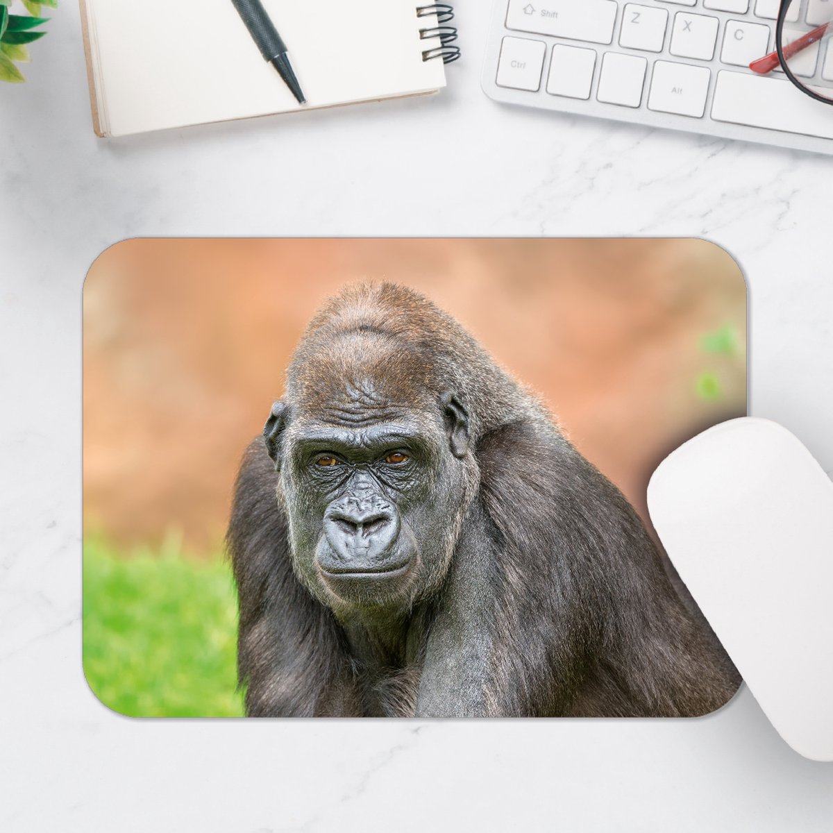 Muismat - Westelijke Laagland Gorilla van Dichtbij - 25x18 cm - 2 mm Dik - Muismat van Vinyl