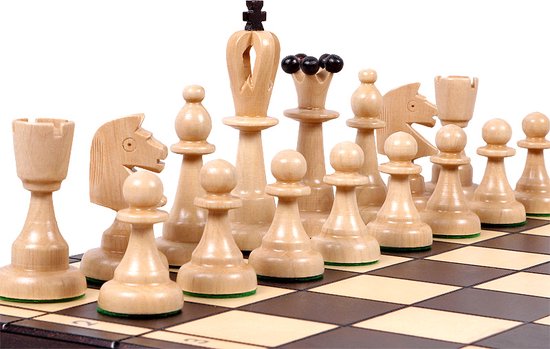 Designvol Schaakspel inclusief Schaakstukken en Schaakbord - 42x42 schaakbord en 10cm koning - Compleet schaakset
