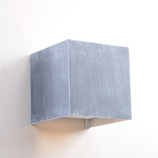 Vierkante muurlamp betonlook | 1 lichts | grijs | aluminium / metaal | 9,5 x 9,5 x 9,5 cm | wandlamp | modern / strak / robuust design