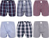 MG-1 Wijde Boxershorts Heren Geweven Katoen Multipack D110 6-Pack - Maat M - Losse boxershort heren