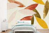 Behang - Fotobehang Bladeren - Planten - Kleuren - Pastel - Breedte 450 cm x hoogte 300 cm - Behangpapier
