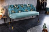 Design bank PRÊT-À-PORTER turquoise fluwelen bloemmotief en gouden voetdoppen - 41706