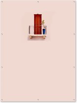 Muurdecoratie buiten Deur - Rood - Pastel - Architectuur - 120x160 cm - Tuindoek - Buitenposter