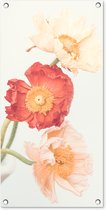 Tuinposter Bloemen - Rood - Natuur - Planten - 40x80 cm - Wanddecoratie Buiten - Tuinposter - Tuindoek - Schuttingposter - Tuinschilderij
