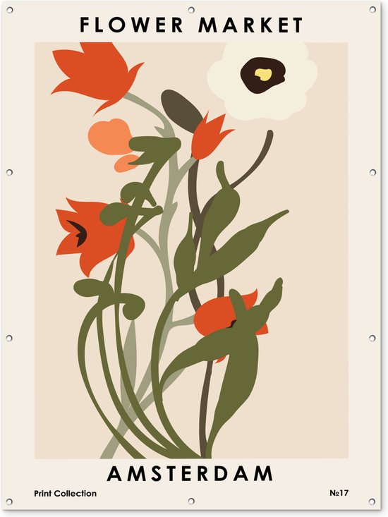 Muurdecoratie buiten Bloemen - Planten - Quotes - Pastel - Amsterdam - 120x160 cm - Tuindoek - Buitenposter