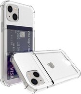 Smartphonica iPhone 13 hoesje met pasjeshouder - transparant TPU shockproof / Siliconen / Back Cover geschikt voor Apple iPhone 13