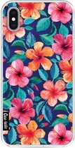 Casetastic Apple iPhone XS Max Hoesje - Softcover Hoesje met Design - Colorful Hibiscus Print