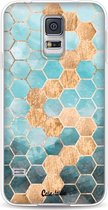 Casetastic Samsung Galaxy S5 / Galaxy S5 Plus / Galaxy S5 Neo Hoesje - Softcover Hoesje met Design - Honeycomb Art Blue Print