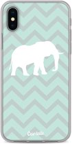 Casetastic Apple iPhone X / iPhone XS Hoesje - Softcover Hoesje met Design - Elephant Chevron Pattern Print