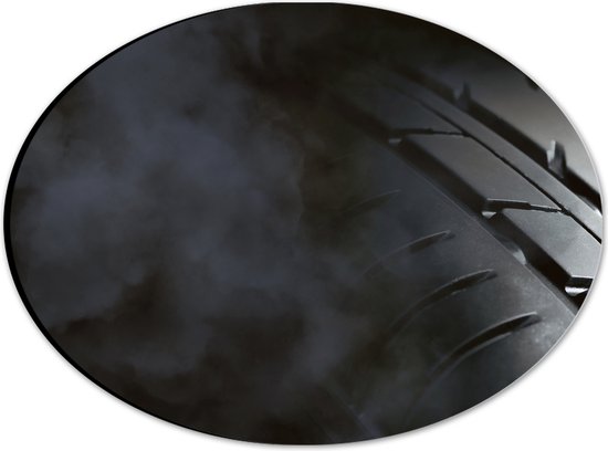 Dibond Ovaal - Rook bij Zwarte Banden - 28x21 cm Foto op Ovaal (Met Ophangsysteem)