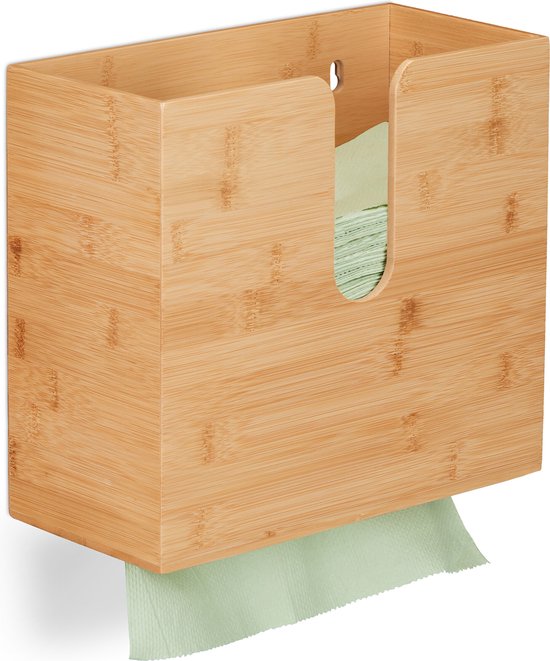 werkplaats Schilderen Laboratorium Relaxdays handdoek dispenser bamboe - papieren handdoekjes houder - z vouw  dispenser | bol.com