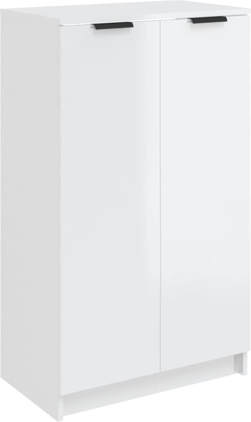 vidaXL - Schoenenkast - 59x35x100 - cm - bewerkt - hout - hoogglans - wit