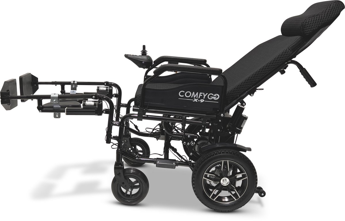 Goedkoopste COMFYGO X-9 Elektrische Rolstoel Lichtgewicht Opvouwbaar ,Automatisch verstelbare rugleuning en elevating leg rests, Draadloze afstandsbediening , 12 AH Li-ion Accu, Bereik tot 20 km, Zwart