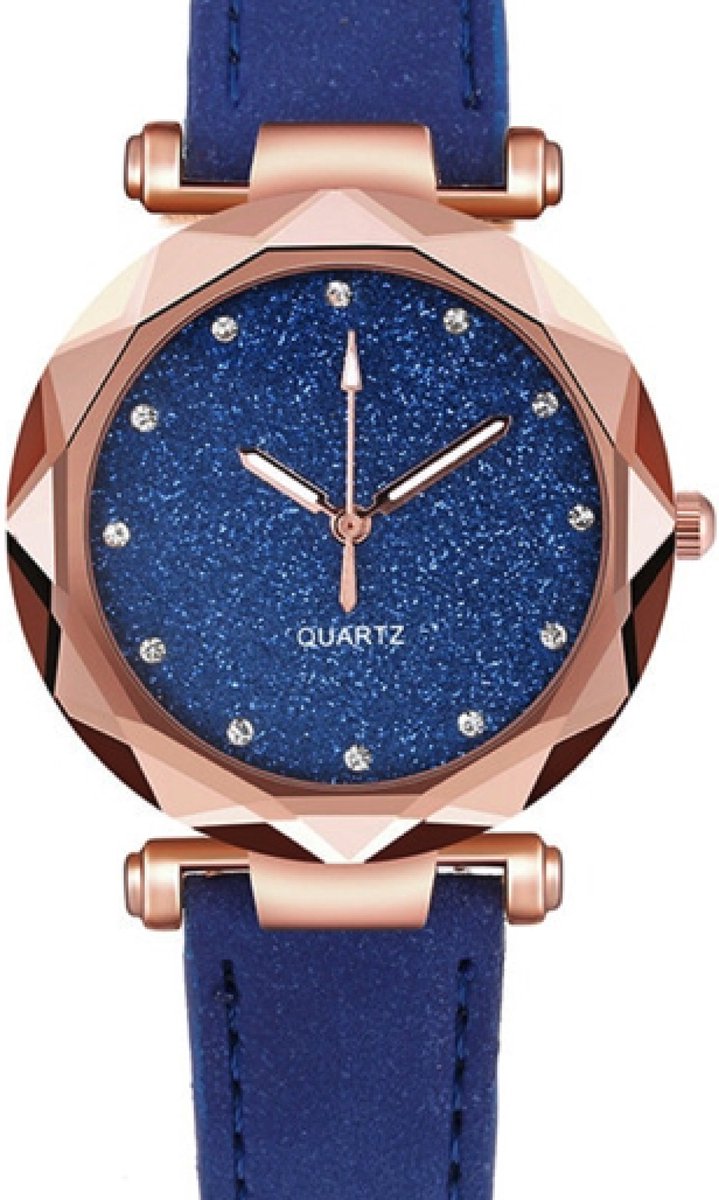 Hidzo Horloge Quartz Ø 38 - Blauw/Rose