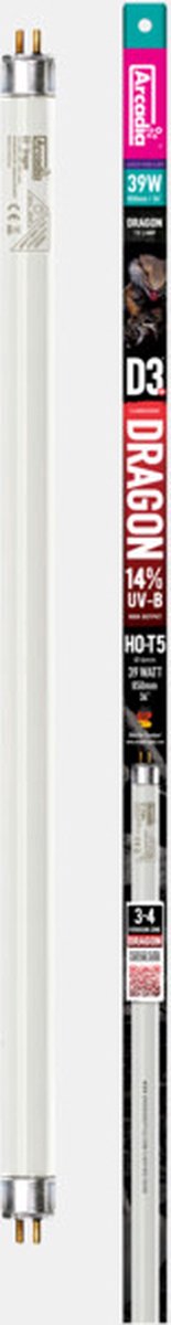 Arcadia D3+ Dragon T5 reptielenlamp 14% UVB 865mm | 39 Watt voor woestijnreptielen in grote terraria