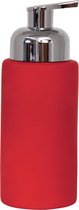 MSV Zeeppompje/dispenser Kyoto - keramiek - rood/zilver - 6.5 x 18 cm - 250 ml