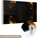 Glasschilderij zwart goud - Thee zeef - Goud - Zwart - Luxe - 120x60 cm - Foto op glas - Decoratie woonkamer