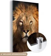 Peinture sur verre - Verre acrylique - Lion - Zwart - Animal - Décoration murale - Peinture sur verre - 80x120 cm - Photo sur verre