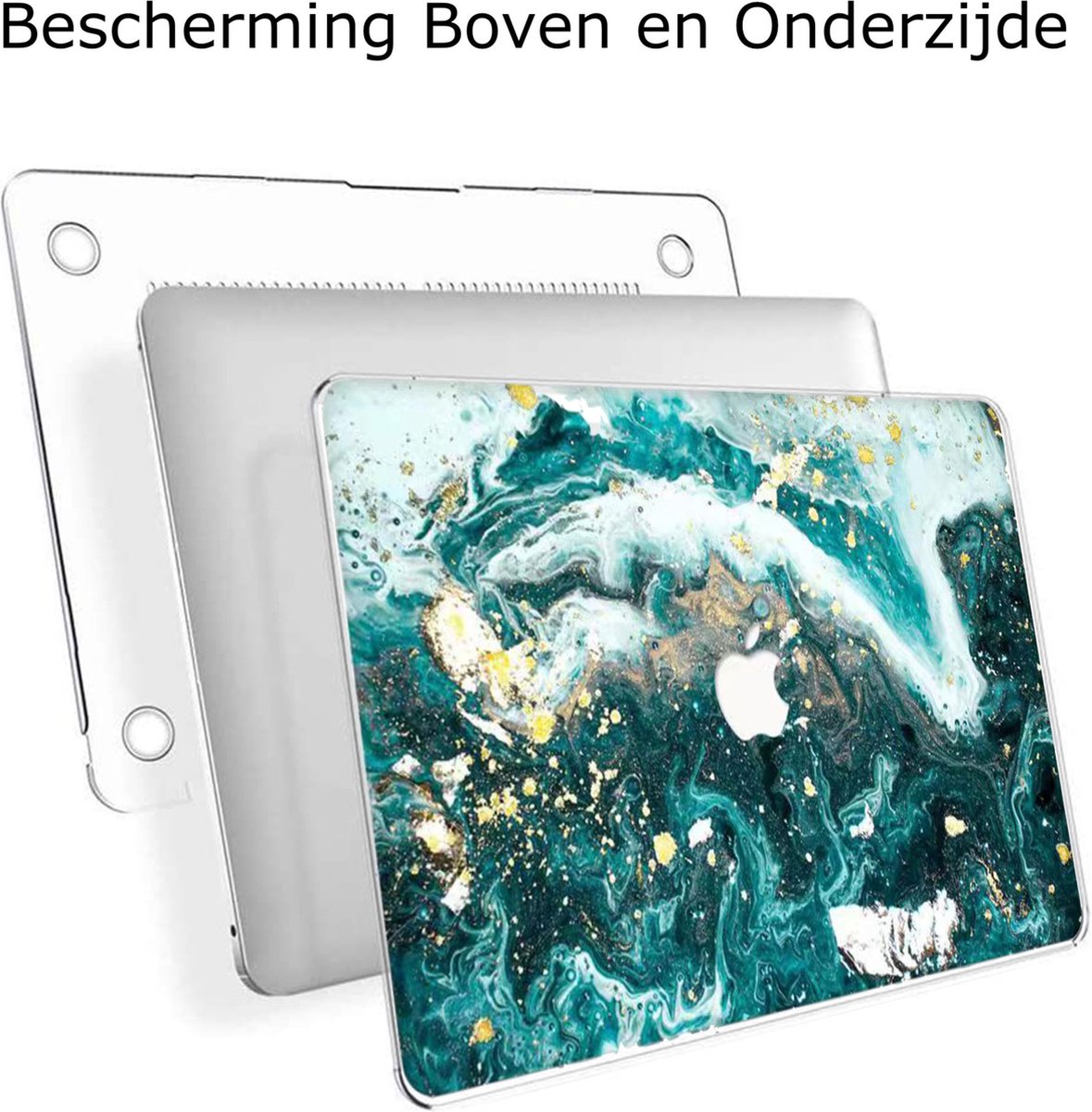 Geschikt voor MacBook Pro Cover Hoesje 14 inch Marmer Groen - Hardcase geschikt voor MacBook Pro 2021 / 2026 - Geschikt voor MacBook Pro A2442 / A2779 / A2992 / A2918 / A3112 / A3185 / A3201 / A3434 / A3426 / A3427