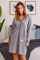 Docteur Nap Coton Badjas Femme | Robe de chambre avec fermeture éclair Femme | DN gris foncé SMZ.5116 S