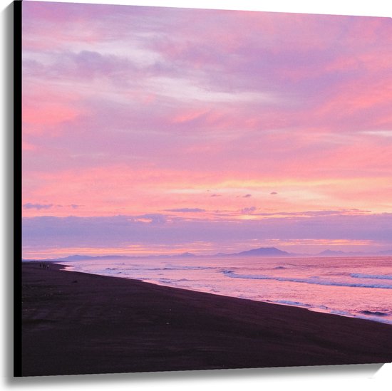 WallClassics - Canvas - Meerkleurig Pastel Tinten Lucht boven Zeewater - 100x100 cm Foto op Canvas Schilderij (Wanddecoratie op Canvas)