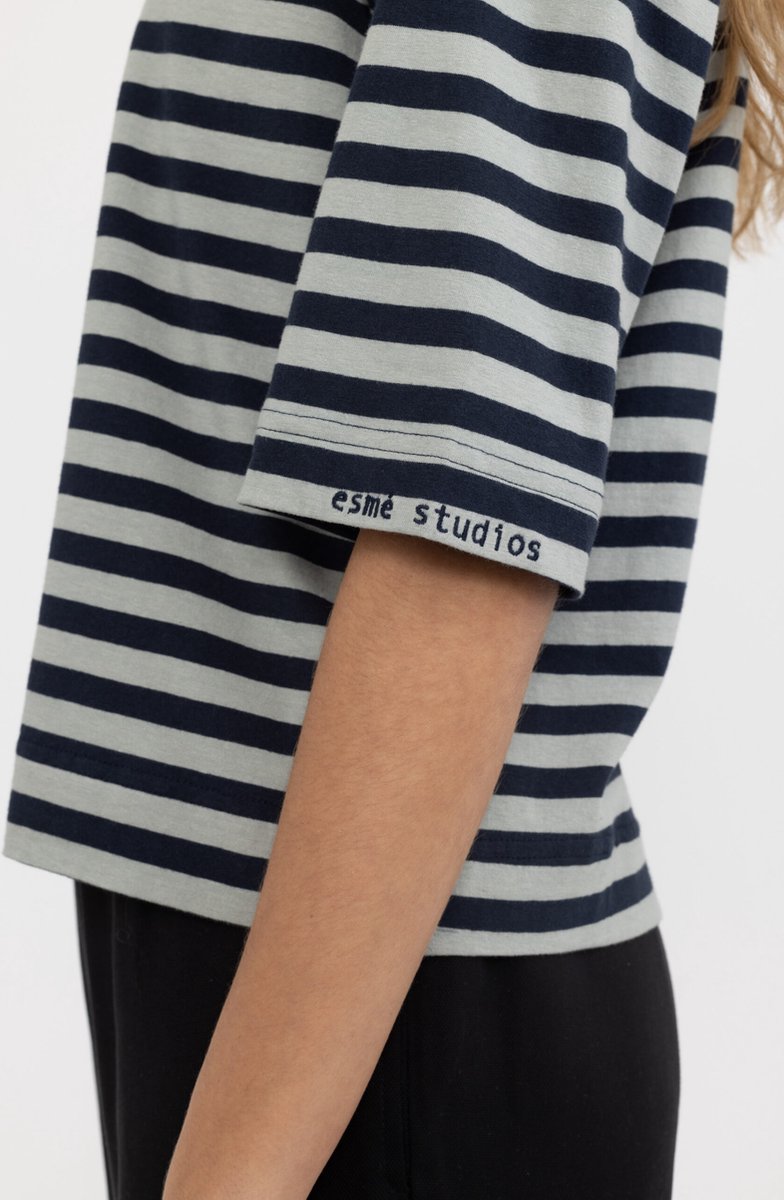 ESME STUDIOS - essigne striped boxy t-shirt - GOTS