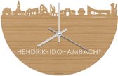 Skyline Klok Hendrik-Ido-Ambacht Bamboe hout - Ø 40 cm - Stil uurwerk - Wanddecoratie - Meer steden beschikbaar - Woonkamer idee - Woondecoratie - City Art - Steden kunst - Cadeau voor hem - Cadeau voor haar - Jubileum - Trouwerij - Housewarming -