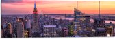 WallClassics - Dibond - Uitzicht over de Stad New York bij Zonsopkomst - 90x30 cm Foto op Aluminium (Met Ophangsysteem)