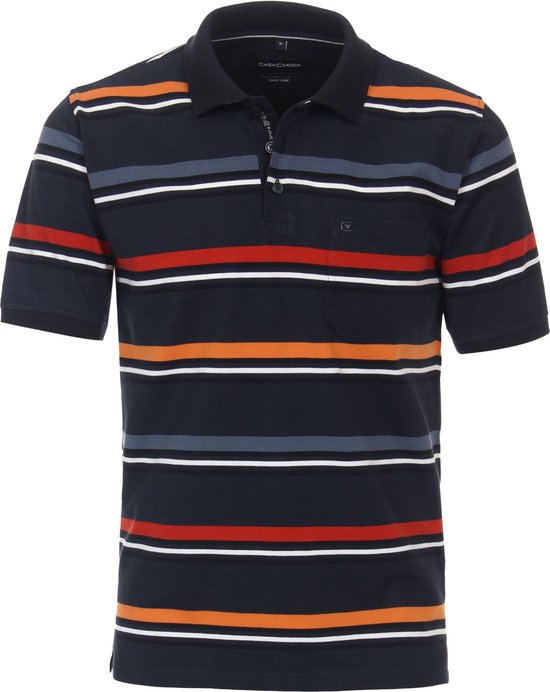 Casa Moda - Poloshirt Strepen Navy - Regular-fit - Heren Poloshirt Maat L