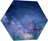 PVC Schuimplaat Hexagon - Donker- en Lichtblauwe Galaxy Lucht - 70x60.9 cm Foto op Hexagon (Met Ophangsysteem)
