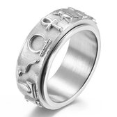 Ring d'anxiété - (Égypte) - Ring de stress - Ring Fidget - Ring d'anxiété pour doigt - Ring pivotant - Ring tournant - Argent - (16,50 mm / Taille 52)