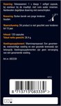 Achterkant van de verpakking met dosering, bewaren, waarschuwing, inhoud en barcode. "Art.nr. 083339".