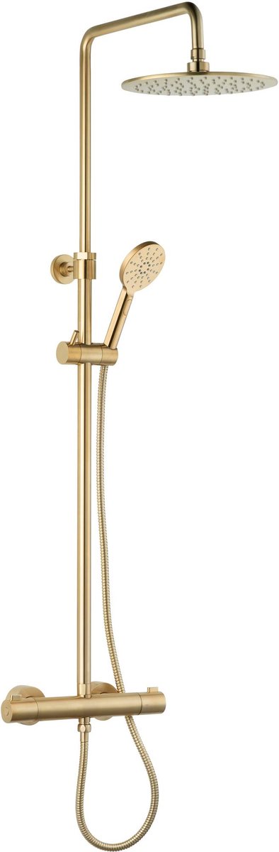 Ben Lavion Regendouche - Ø 25cm - 4 Stralen - Cooltouch - met Thermostaatkraan - Messing - Rond