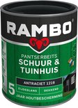Rambo Pantserbeits Schuur & Tuinhuis Zijdeglans Dekkend - Makkelijk Verwerkbaar - Antraciet - 0.75L