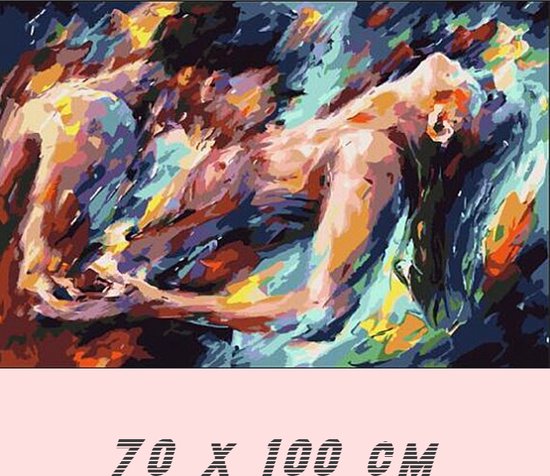 Allernieuwste.nl® Canvas Schilderij Erotisch Liefdesspel - Kleur - Graffiti - Slaapkamer - 70 x 100 cm