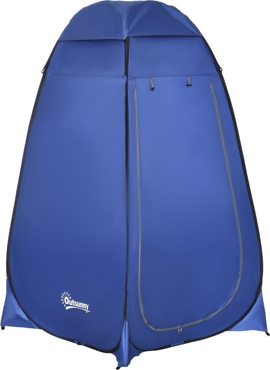 Outsunny Pop-up toilettent camping douchetent omkleedtent binnentas polyester blauw A20-134