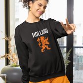 Zwarte EK WK Koningsdag Trui Holland Leeuw 2 Kleuren - Maat XXL - Uniseks Pasvorm - Oranje Feestkleding