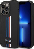 BMW M Silicone Vertical Lines Back Case - Geschikt voor Apple iPhone 14 Pro (6.1") - Zwart