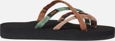 Teva W Olowahu Dames Slippers - Zwart/Bruin/Groen - Maat 41