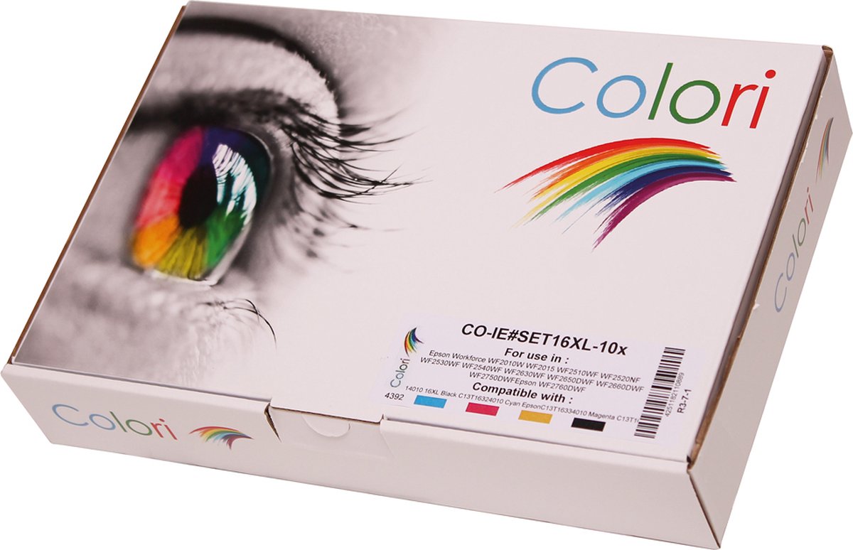 Set 10x Colori huismerk inkt cartridge geschikt voor Epson 16XL voor Epson Workforce WF-2010W WF-2510WF WF-2520NF WF-2530WF WF-2540WF WF-2630WF WF-2650DWF WF-2660DWF WF-2750DWF WF-2760DWF