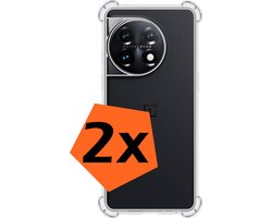 Hoes - 2 Stuks - Geschikt voor OnePlus 11 - Sterk & Shockproof - Siliconen Case - Back Cover - Telefoon Hoesje Shock Proof - Transparant
