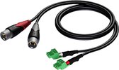 procab - audio kabel - CLA834 - 2x XLR MALE - 2x TERMINAL BLOCK (3P-3.81MM) - 0.5M