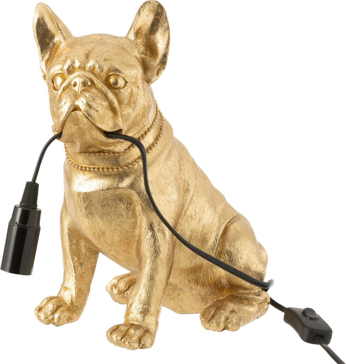 J-Line Lampe In Form Einer Weißen Bulldogge | Poly-Material | 29 Cm Hoch | Mit E14 Sockel