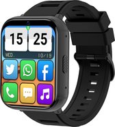 Belesy® TOPI Smartwatch Heren – Smartwatch Dames – Horloge 2.08 inch Kleurenscherm – Gezondheidsmeters – Sportmodus – SIM Kaart Ondersteuning – 4G WiFi Netwerk – Bluetooth – Internet – Bellen – Camera – Video – Foto's Maken – GPS – Zwart - Moederdag