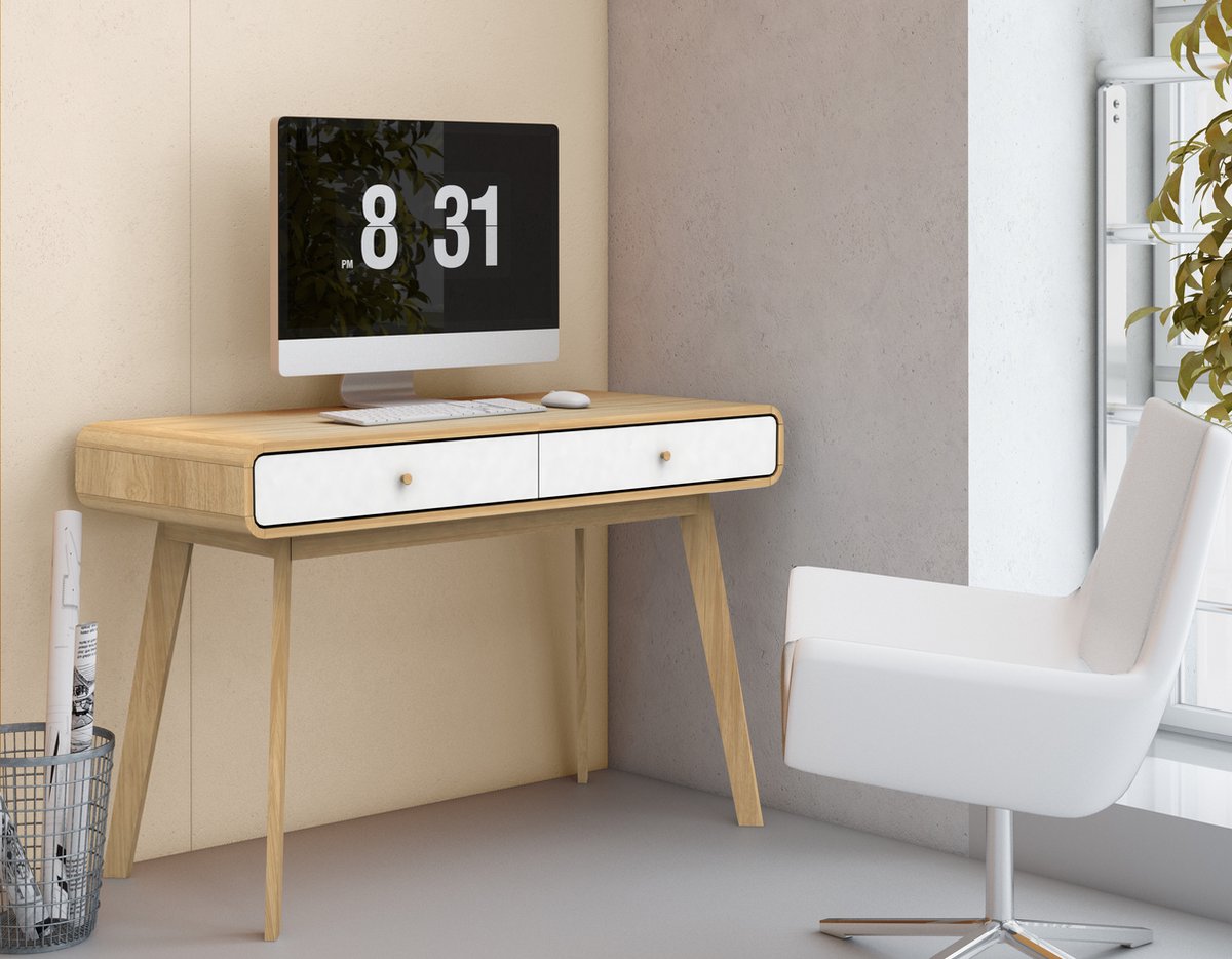 Cassie-Bureau - 2-deurs - Eiken/Wit